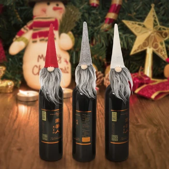 

1pc Christmas Wine Bottle Set Decoration Xmas Bottle Cap Xmas Decor ornaments Christmas Wool Wine Bottle Cover Santa Claus Gift
