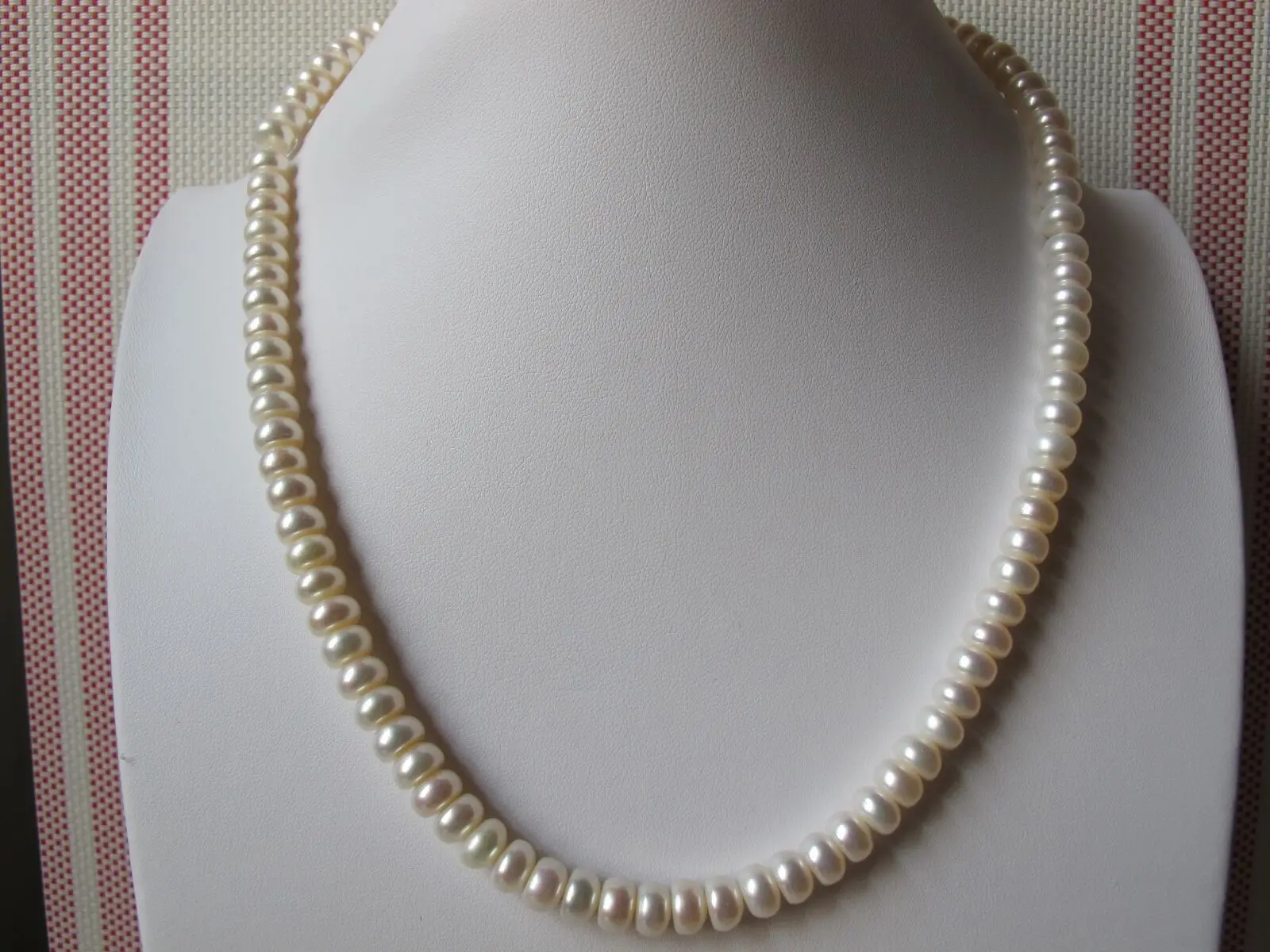 9mm white abacus disk pearl necklace 