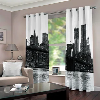 

SOFTBATF Bridge Printing Curtain Blackout Curtains Fabric Drapes Window Curtains For living Room Bedroom Dropshipping