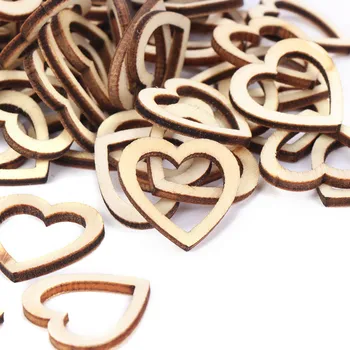 

100pcs Popular DIY Craft Hollow Love Heart Wooden Laser Cut Embellishment Craft Decor Ornaments Wedding Decoration