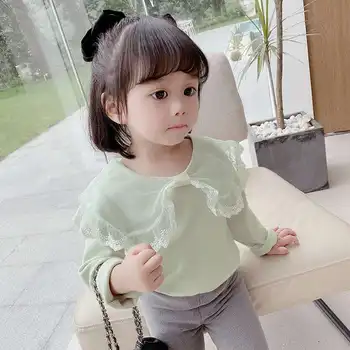 

New autumn children girls baby tops spring and autumn long-sleeved ladies cotton t-shirt bow bottoming t-shirt