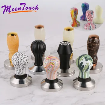 

58MM Barista Espresso Coffee Tamper Solid Jade/Printed Frosted Handle Stainless Steel Base Coffee Powder Hammer Coffee Tools