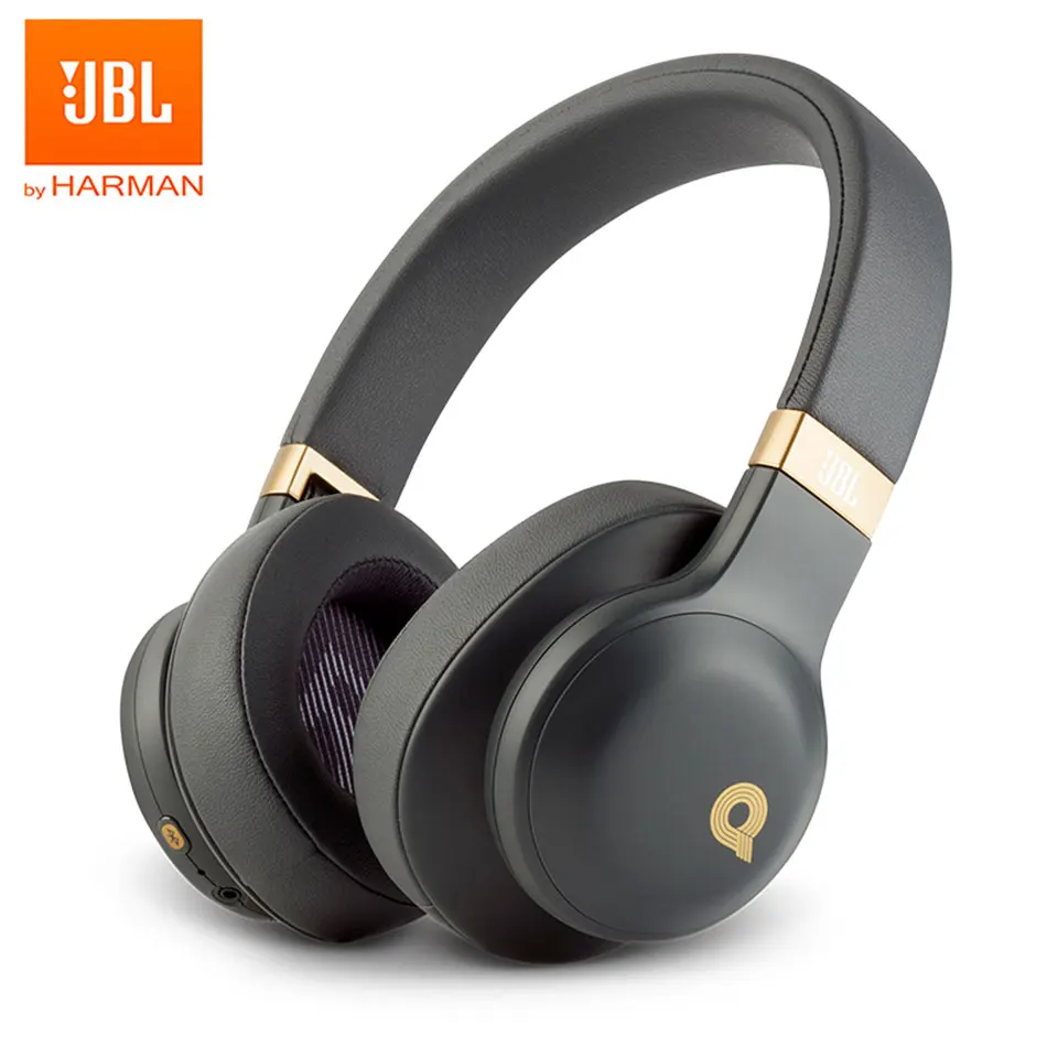 Беспроводные наушники JBL E55BT Quincy Edition, bluetooth-гарнитура, голосовые подсказки, басовые спортивные наушники для тренажерного зала с микрофоном, быстрая зарядка - Цвет: Черный