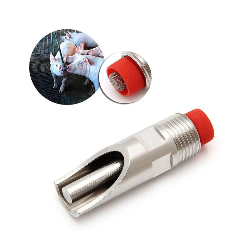 

New Stainless Steel Duck-Billed Automatic Pig Water Nipple Drinker Plastic Cap Mouth