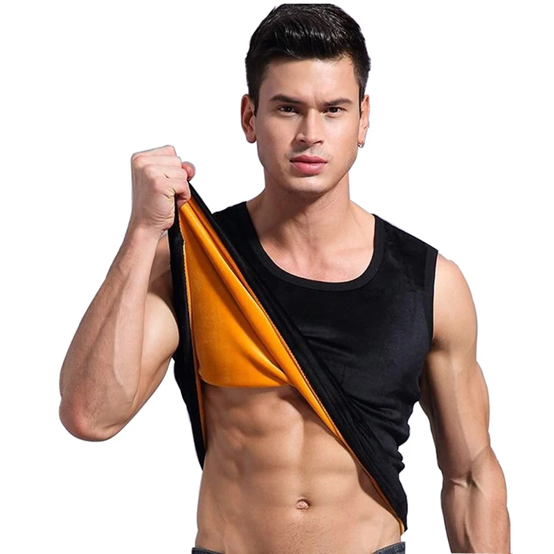 

Men Tank Tops Round Toe Wide Strap Warm Thicken Fuzzy Underwear Tops Solid Color Stretch Elasticity Casual Sleeveless Shirts