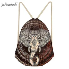 Jackhereliok Ретро стиль индийские Слоны мешок женская Мандала Цветочные животные сумка со стягивающим шнурком и напечатанным текстом разноцветные гимнастические Мешки Рюкзак