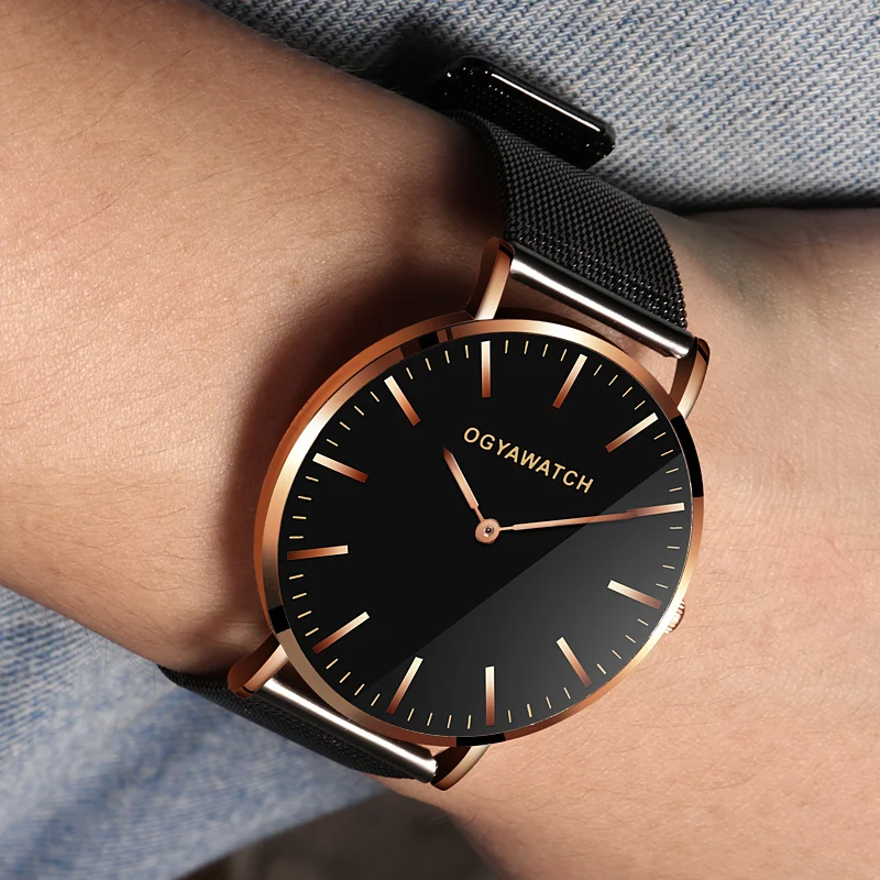 

Men's Watches Simple Quartz Wristwatch Stainless Steel Mesh Belt Business Watch relogio masculino erkek kol saati reloj hombre