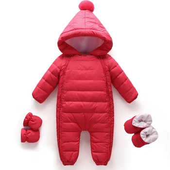 

Newborn Baby Winter Rompers Down Jumpsuit Side zipper Kids Clothing Baby Snow Wear Boy Girl Snowsuit Thicken Warm Overalls
