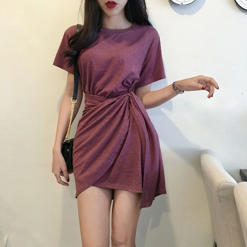 Jaycosin Romance Elegant Mini Dresses Women 2020 Summer O Neck Solid Ladies Street Beach Leisure Vacation Short Dresses Mujer227