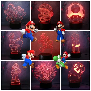 

Super Anime Cartoon Game 3D Light Optical Illusion Flash Mario Bros World Yoshi Dinosaur Mushroom Figure LED Bulb Night Lamp USB