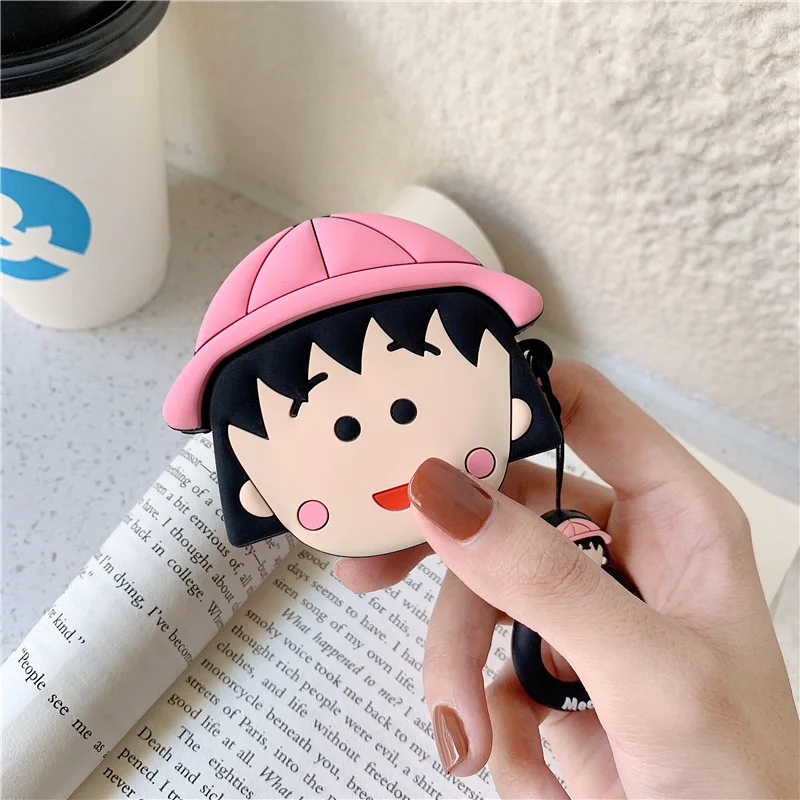 

Chibi Maruko Design Case for Airpods 2 Cute Silicone Bluetooth Earphone Protective Cover for Airpods Accessories with Keychain
