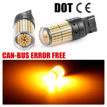 

T20 LED Bulbs 3014 144SMD W21W WY21W CanBus 7440 LED Turn Signal Lights Amber 2PCS Exterior Signal Lamp