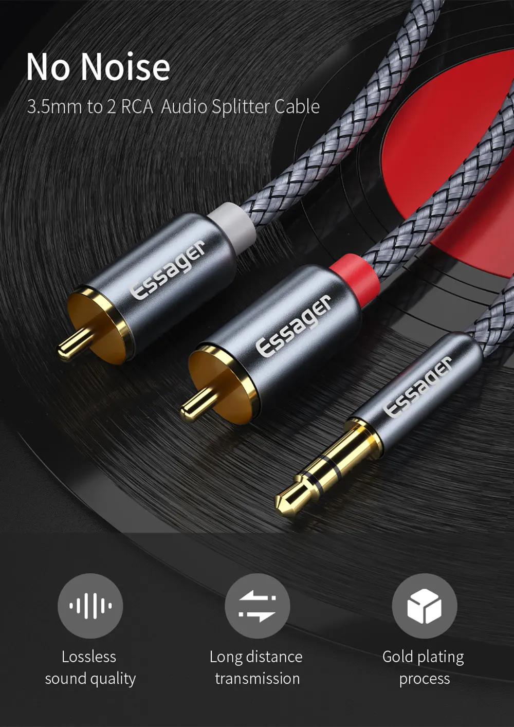 Essager RCA Audio Cable Jack 3.5 to 2 RCA Cable AUX RCA Jack 3.5 mm Adapter Splitter Aux Cable for TV Box Theater Speaker Wire Essager RCA Audio Cable Jack 3.5 to 2 RCA Cable AUX RCA Jack 3.5 mm Adapter Splitter Aux Cable for TV Box Theater Speaker Wire