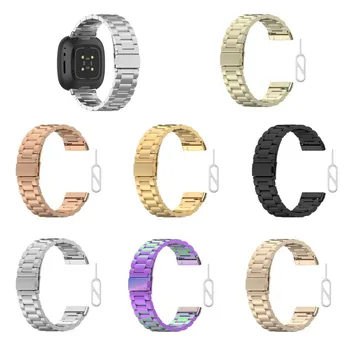 

Stainless Steel Watchband For Fitbit versa3 Metal Strap Butterfly Buckle Style Women Men Bracelet Band For Fitbit Sense /Versa 3