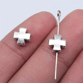WYSIWYG 앤티크 실버 컬러 크로스 비즈, DIY 쥬얼리 제작용, 8x8mm, 20 개