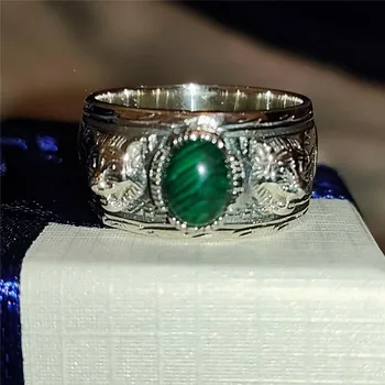 

Gorgeous retro style High quality natural malachite ring S925 Sterling silver Original Luxury brands Jewelry Logo stylish gifts