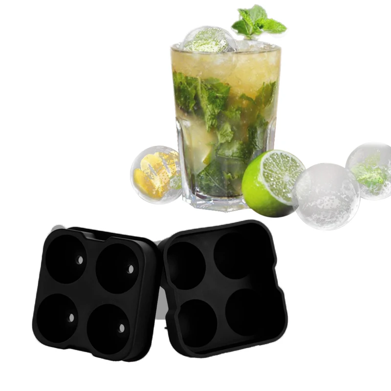 4 ячейки форма ледяного шара Силиконовый поднос кубика льда шарик виски чайник формы для крема формы шоколадная форма для вечерние бар