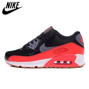

Cushioning Outdoor Fitness NIKE AIR MAX 90 Women's Running Shoes Red Sneakers Man Thick Sole Lace Up Adult Athletic Trainer