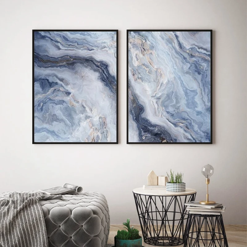 OUT OF STOCK --- Prints Home Decor Blue Abstract Marble Art Pictures Canvas Painting Modern Gallery Wall Decoration | Дом и сад