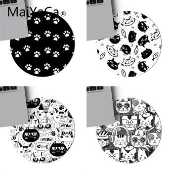 

MaiYaca Cats Black and White Computer Gaming round Mousemats gaming Mouse pad For PC Laptop Notebook 20x20cm gamer desk pad