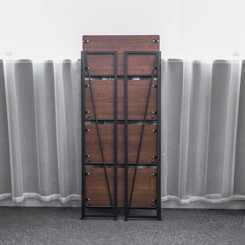 

Folding Bookshelf Simple Modern Office Shelf Steel Wood Bookshelf