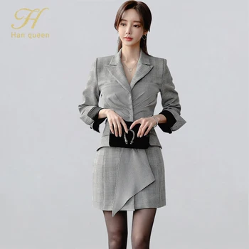 

H Han Queen Plaid Irregular 2020 Spring Dress New Womens Fashion Slim Sexy Party Bodycon Sheath Casual Pencil Dresses