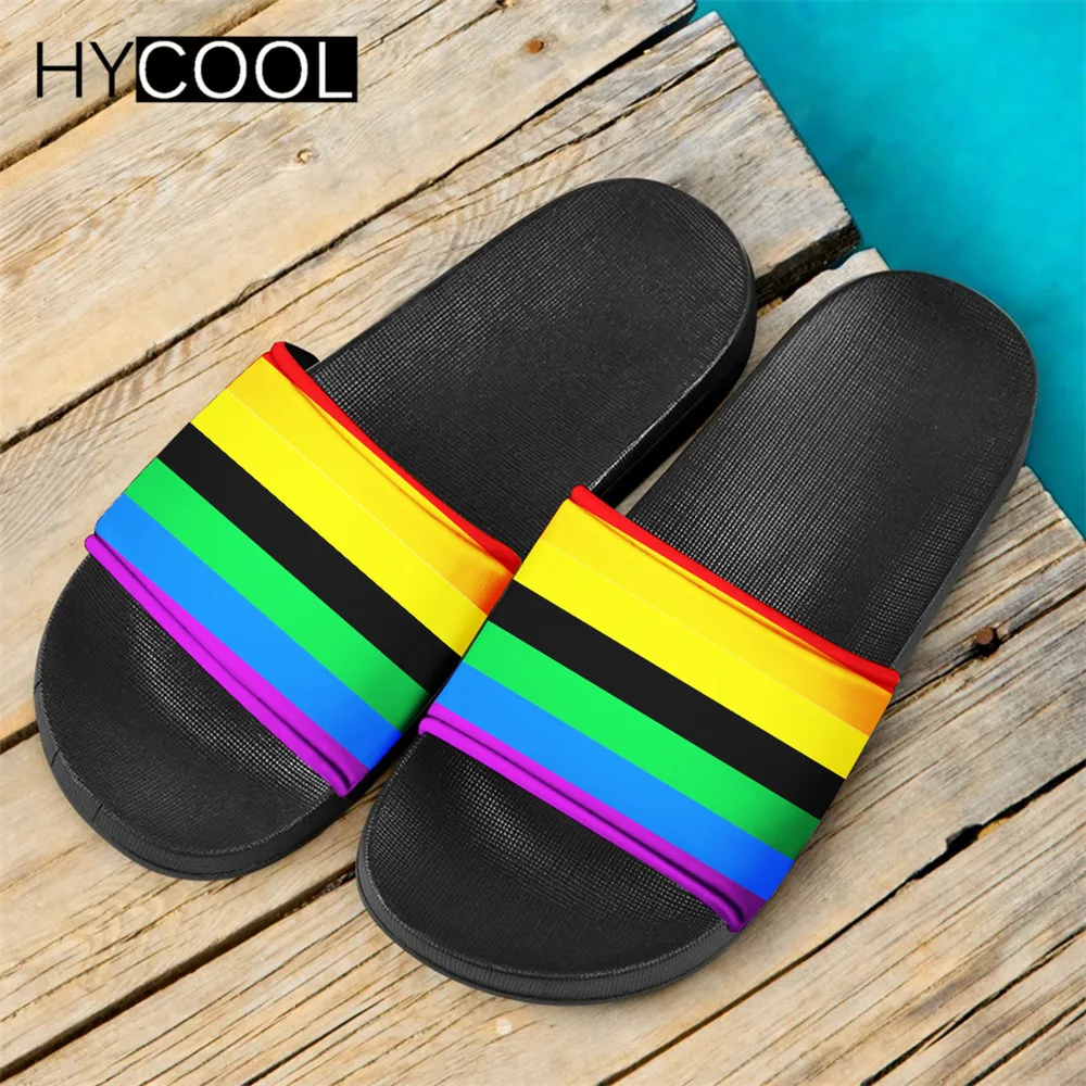 Шлепанцы HYCOOL для мужчин и женщин модные сандалии с радужным принтом флага