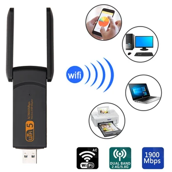 

Wifi Adapter 1900M 2.4G 5G Dual Band Wifi USB 3.0 Fee Driver LAN Ethernet Network Card Wireless Wifi Dongle Antenna