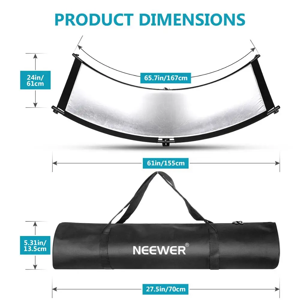 Светильник отражатель Neewer Clamshell с сумкой для переноски и 2 м светильник стойка 66x24