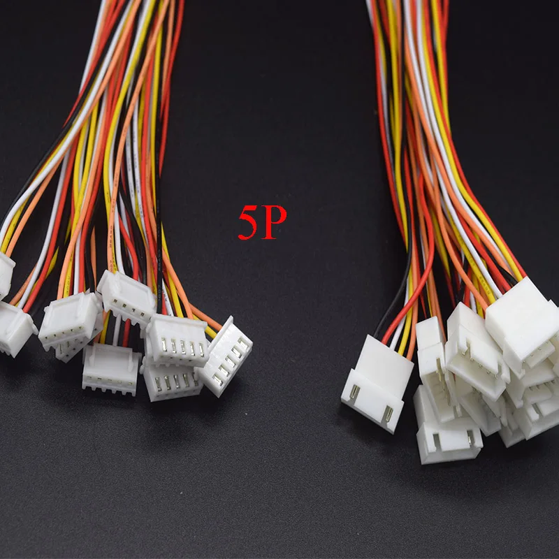 10 пар Micro JST XH 2,54 2P 3P 4P 5P 6PIN штекер 2,54 мм Шаг с проводным кабелем 200 мм кабель для зарядки аккумулятора - Цвет: 10 Pairs 5P