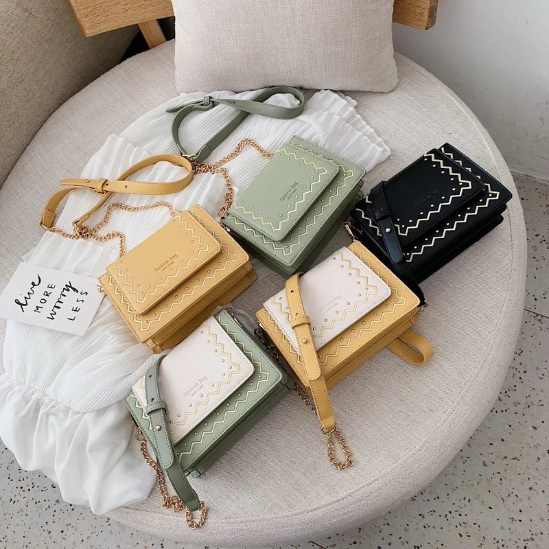 

Summer Small Bag Women's 2019 New Style Korean-style Chain Versatile Shoulder Bag File Holder Spiraea Shoulder Square Sling Bag