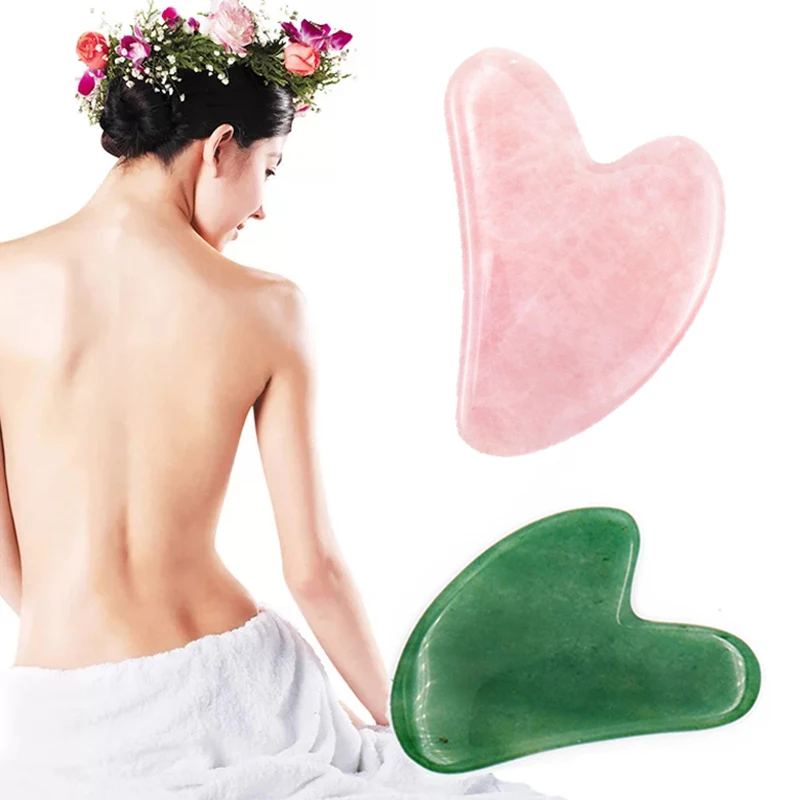 Jade Scraping Tablets Natural Stone Scraper Chinese Guasha Tools Face Neck Body Acupuncture SPA Scraper Therapy Anti Cellulite afbeelding