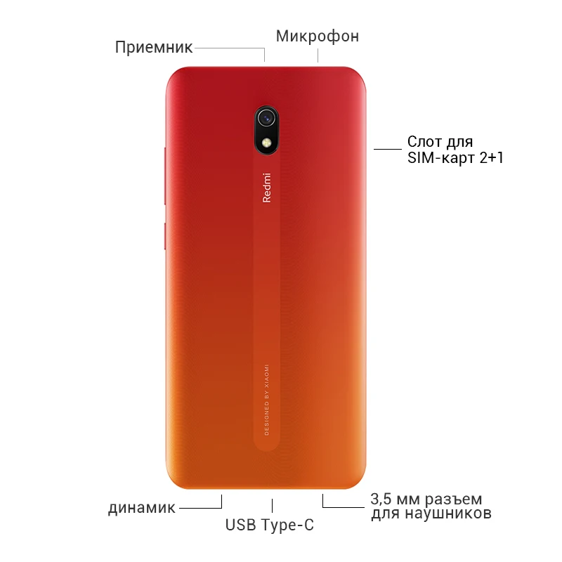 Xiaomi Redmi 8A с глобальной версией, 32 Гб ПЗУ, 2 Гб ОЗУ, 8 A, 5000 мАч, смартфон Snapdargon 439, четыре ядра, 12 МП, камера AI type-C
