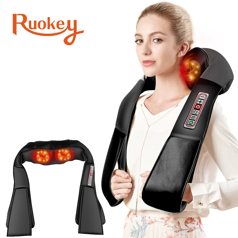 3D kneading Shiatsu Infrared Heated Kneading Car/Home Massagem Cervical Back Neck Massager Shawl Device Shoulder Massager