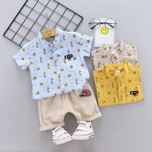Г., летняя одежда новая стильная детская рубашка с рисунком слона, жирафа, вырез лодочкой, для детей от 0 до 6 лет, корейский стиль