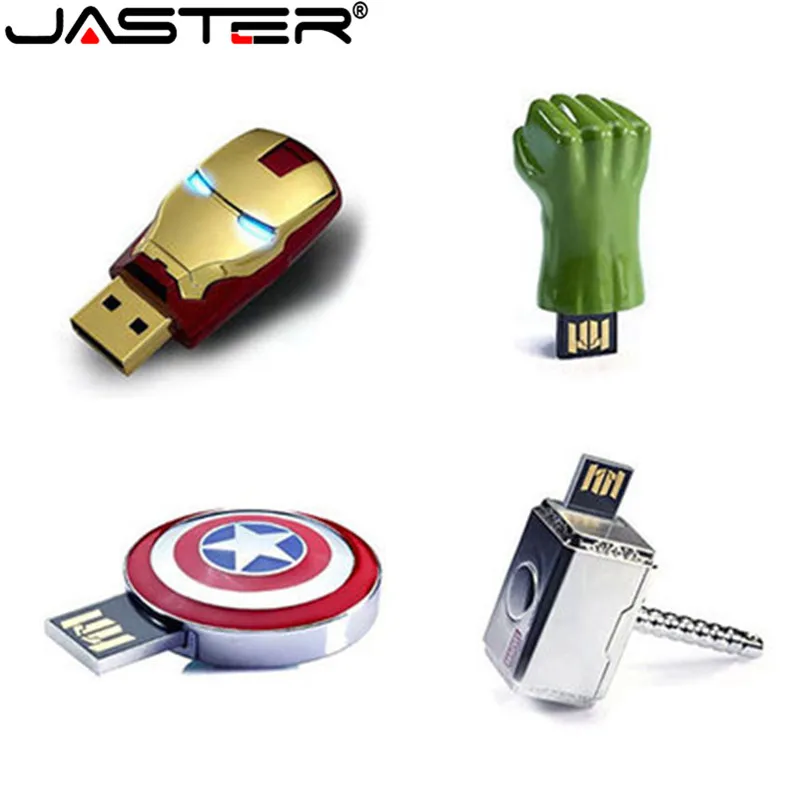 JASTER Cool Iron мужской ручной накопитель с красным светодиодный USB флеш-накопитель Симпсоны 4 ГБ 8 ГБ 16 ГБ 32 ГБ 64 Гб Флешка USB 2,0 Memoria Cle USB