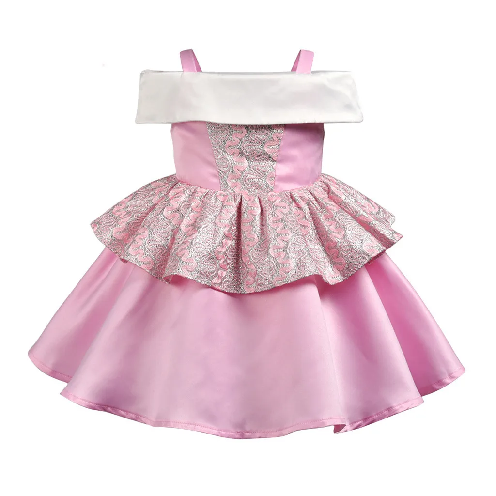 Кружевное платье для девочек Элегантное свадебное платье с цветочным рисунком для девочек, бальное платье с открытыми плечами, одежда для маленьких девочек, платье для детей возрастом от 1 года до 7 лет