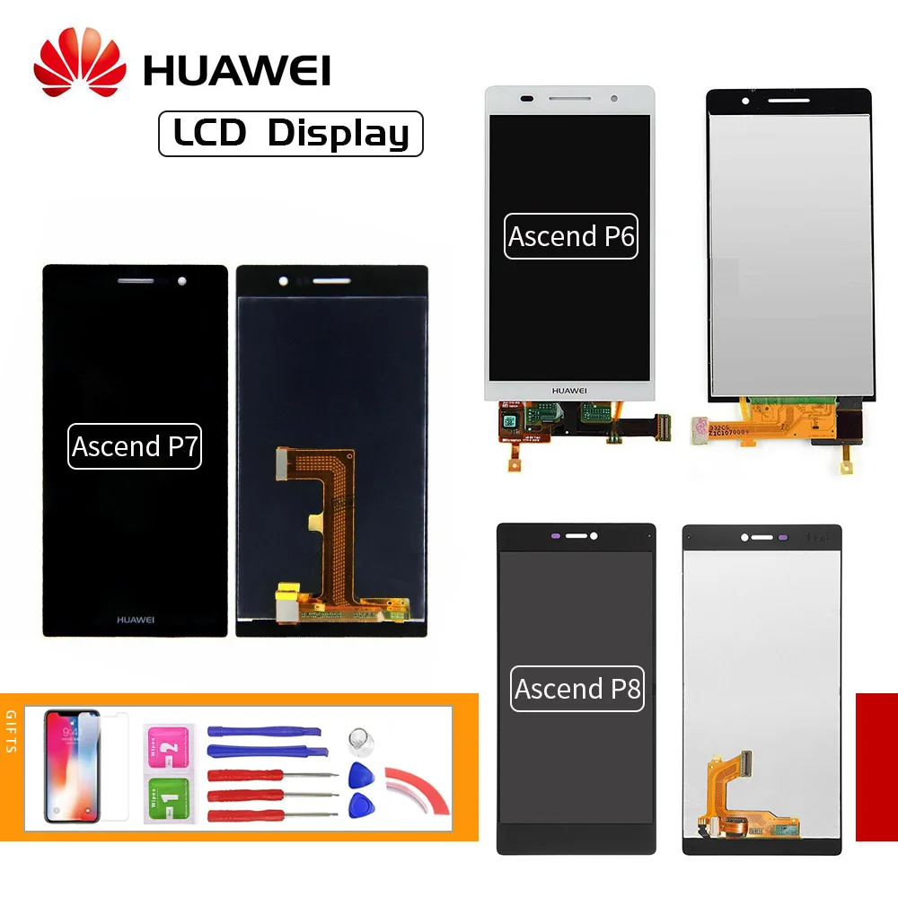 E-семья для HUAWEI Ascend P6 P7 ЖК-дисплей сенсорный экран дигитайзер для HUAWEI Ascend P8 дисплей в сборе Замена