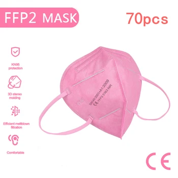 

70pcs White Mascarilla FFP2 KN95 Mouth Mask 5 Layers Anti-droplets Protective KN95 Face Masks Reusable Filter ffp2mask CE