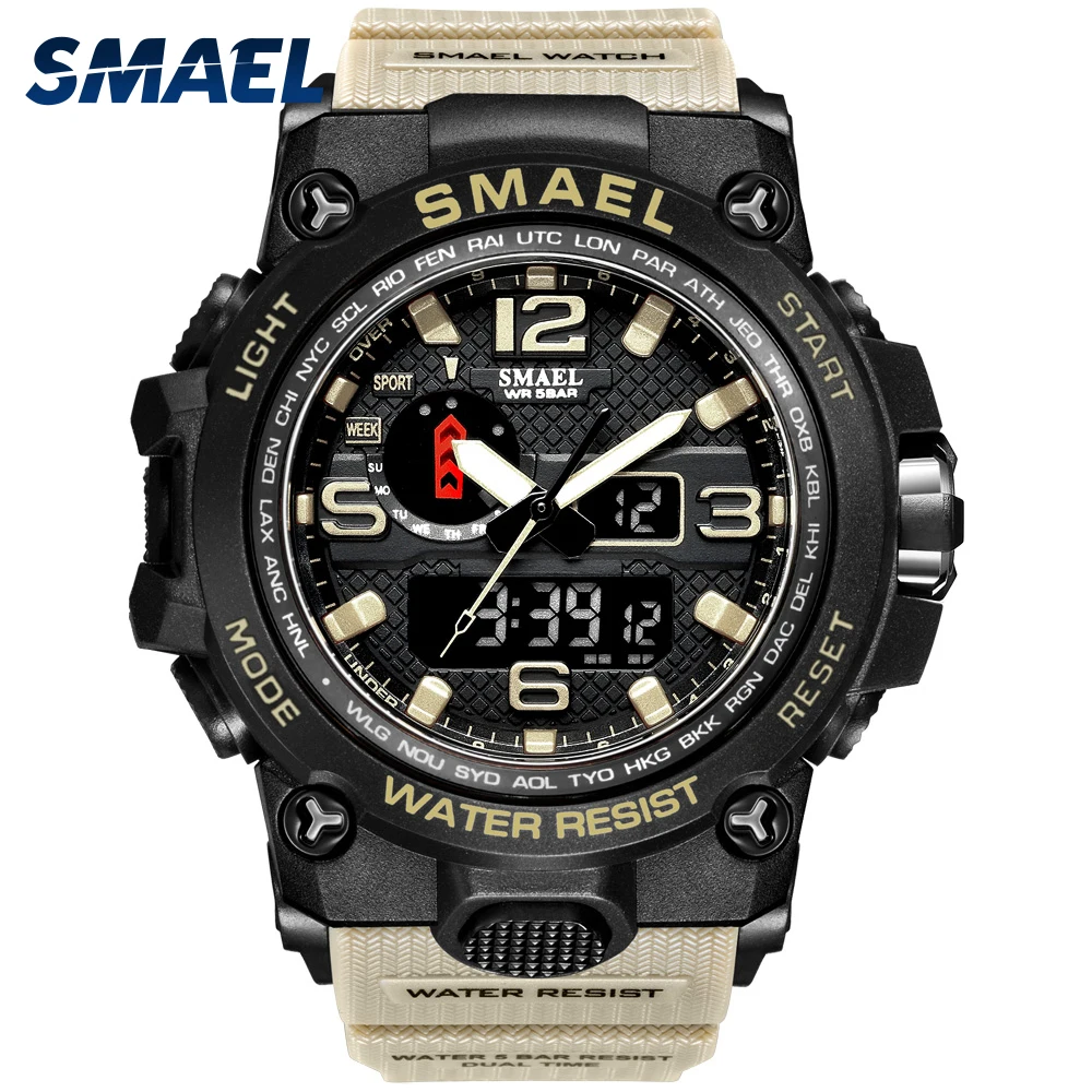 Men Military Watch 50m Waterproof Wristwatch LED Quartz Clock Sport Watch Male relogios masculino 1545 Sport Watch Men S Shock afbeelding