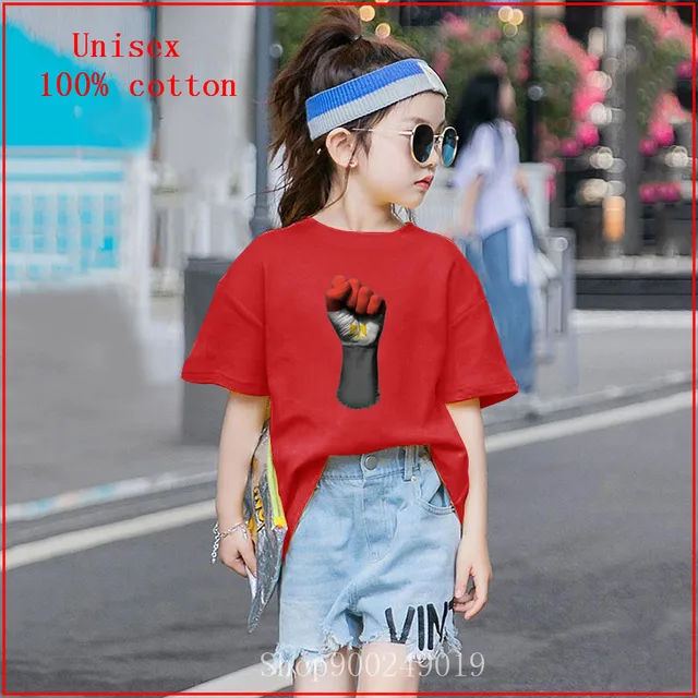 Flag of Egypt on a Raised Clenched Fist girl clothes T-Shirts 