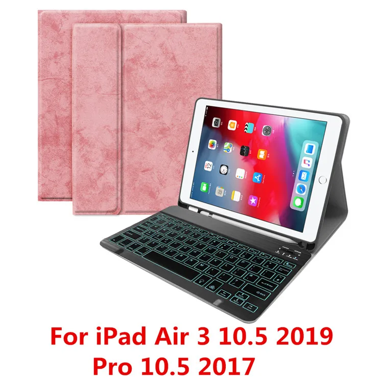 Kemile для iPad Air 3 10,5 чехол с подсветкой для клавиатуры подставка для карандашей смарт-чехол для iPad Air 3 10,5 чехол задняя подсветка клавиатуры - Цвет: pink