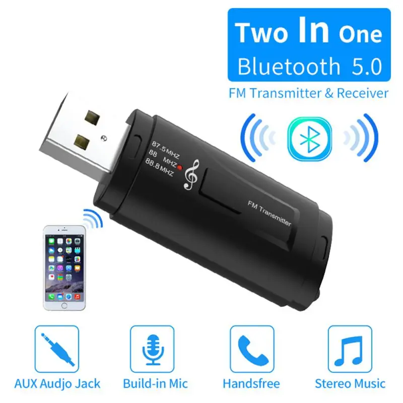 USB автомобильный Bluetooth 5,0 приемник аудио fm-передатчик беспроводной AUX порт адаптер