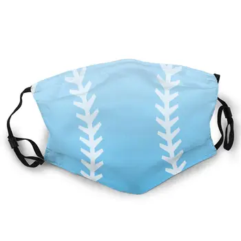 

Blue-baseball Double-sided printed dustproof and windproof mask, can be cleaned and reused, suitable for outdoor sports