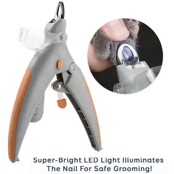 

Puppy cat nail clippers professional portable LED lights pet nail clippers combing tool