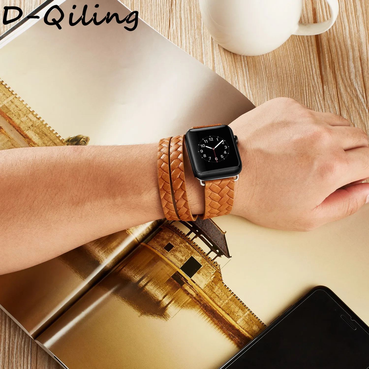 Кожаный ремешок для часов apple watch 4 ремешка 44 мм/40 мм correa apple watch 42 мм/38 мм двойной тур Браслет ремешок для часов Iwatch 54 3 21