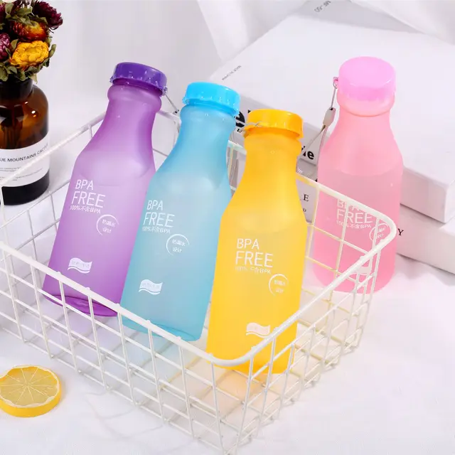 Crystal Water Bottle Transparent Frosted Leak-proof Plastic kettle 550mL Portable Water Bottle for Travel Yoga Running Camping 3