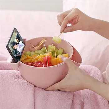 

Double-Layer Drain Fruit Dish Kitchen Living Room Dried Fruit Plate Home Eat Melon Seeds Chasing Artifact Lazy Fruit Plate