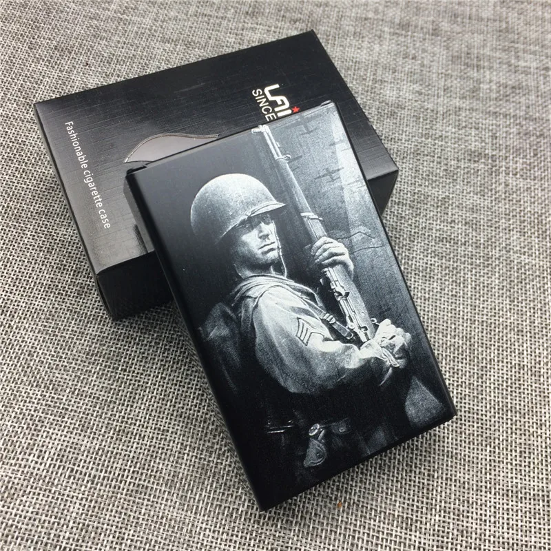

World War Ii Allied Forces Soldier Aluminium Alloy Beauty Cigarette Case Laser Carved Will Not Fade Smoke Box Case Gift