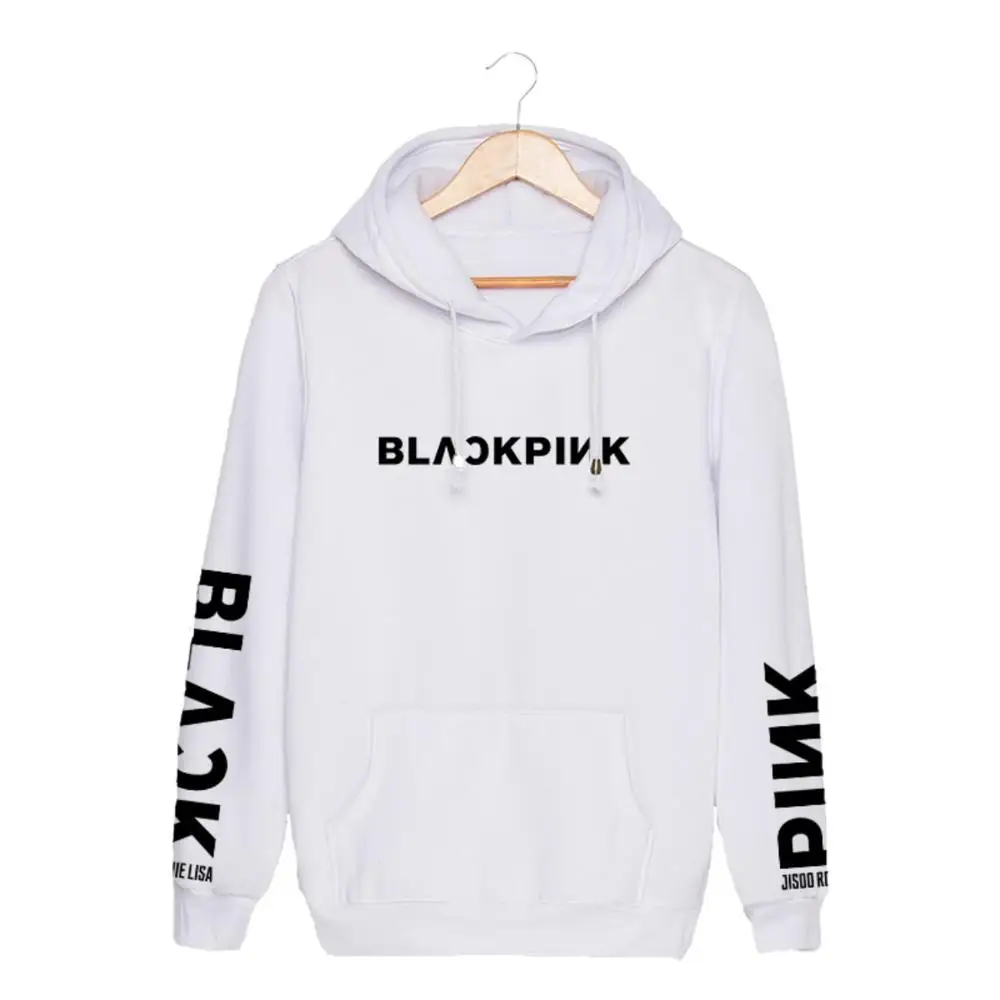 Белый Хлопковые пуловеры Kpop Blackpink Fanmade, толстовки для влюбленных, спортивные топы, верхняя одежда(черный, белый, серый, розовый, желтый, красный - Цвет: Белый